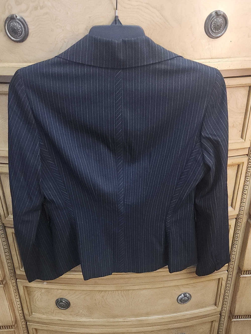 Anne Klein Navy Pinstripe Single-Button Blazer - Picture 4 of 7